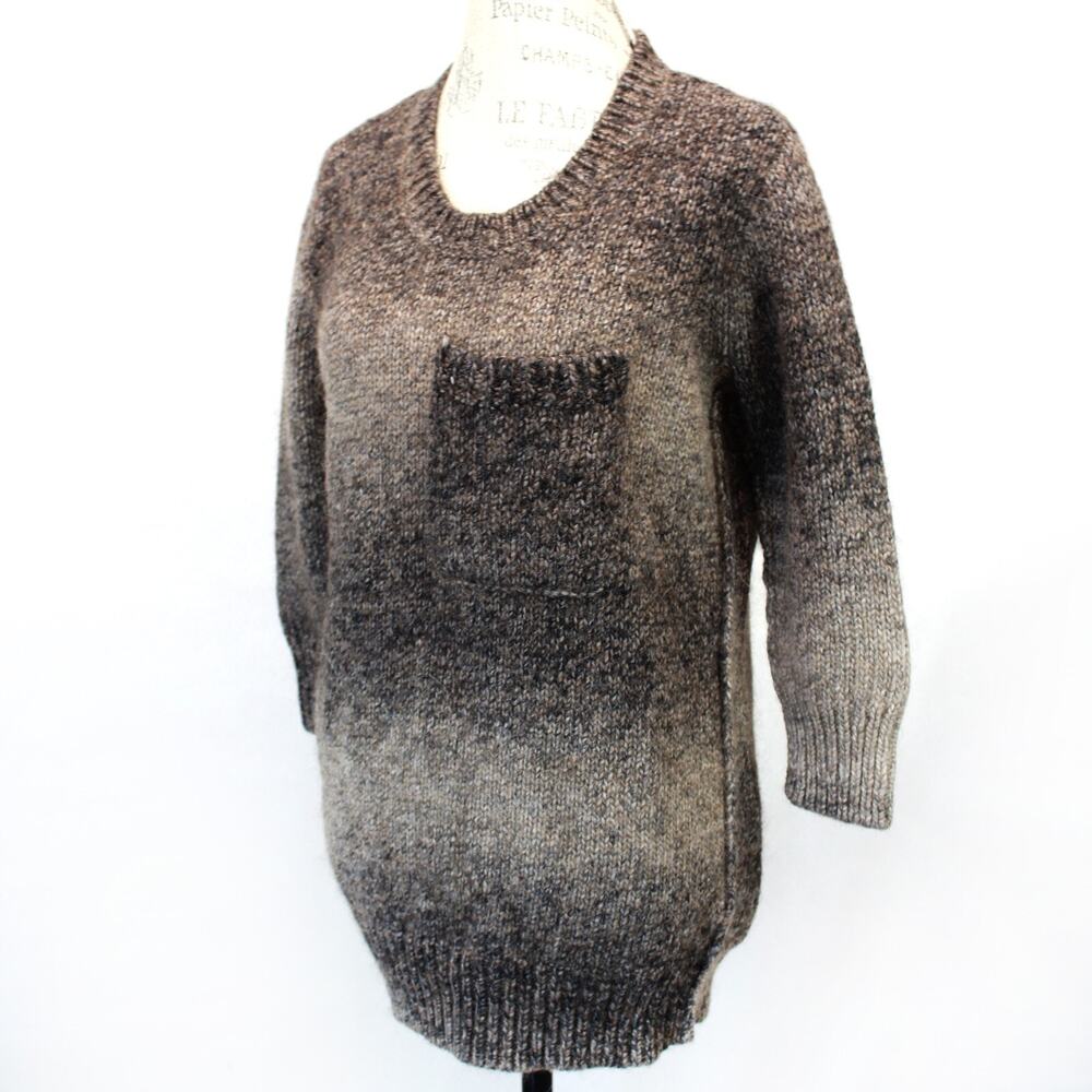 Wallace women ombre wool alpaca blend chunky knit long sweater pocket size small